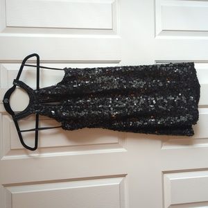 Sue Wong black sequin cocktail dress